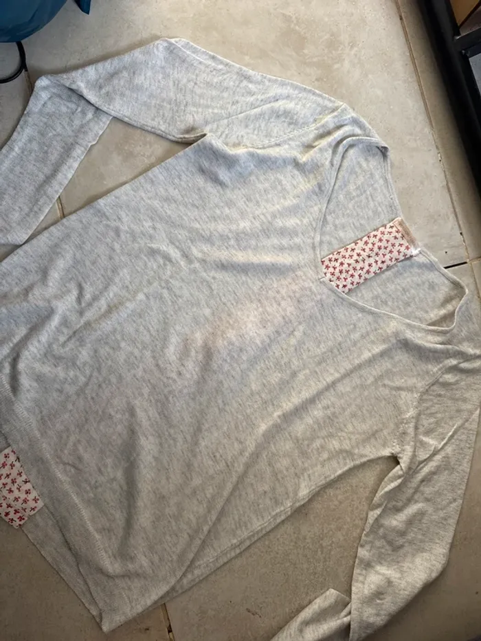 Haut gris chiné à manches longues - Version Féminin - Taille L - photo numéro 2