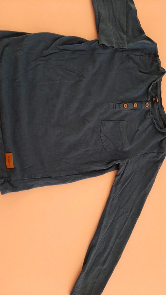 T shirt bleu manches longues garçon 10 ans