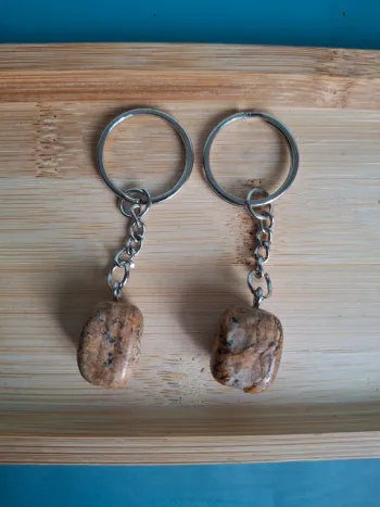 Lot de 2 Porte-clés en Jaspe Paysage - Idée Cadeau Unique !