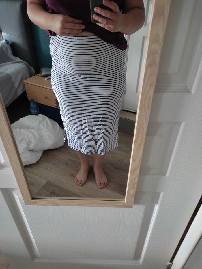 Jupe blanche à rayures de grossesse 46/48