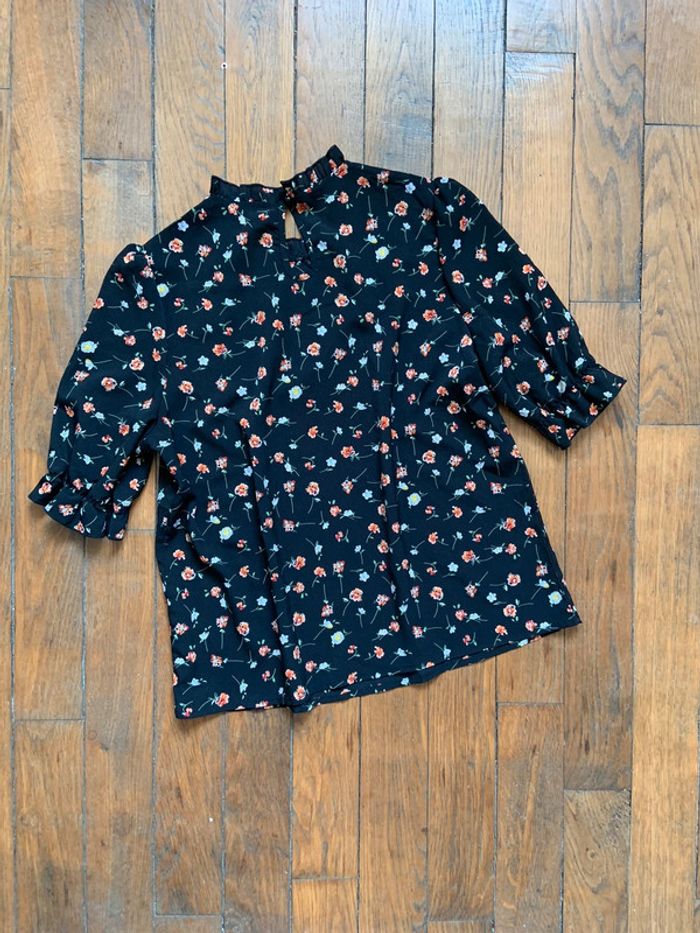 Blouse noire fleuris shein taille m 38 - photo numéro 7