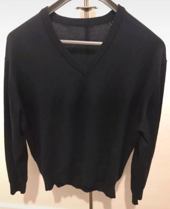 Haut pull été col v manches longues bleu marine taille 40
