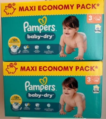 272 couches taille 3 Pampers baby dry