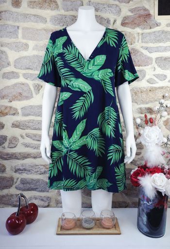 Robe d été jungle urbaine marine et verte Femme taille 54 marque Boohoo 🌺 