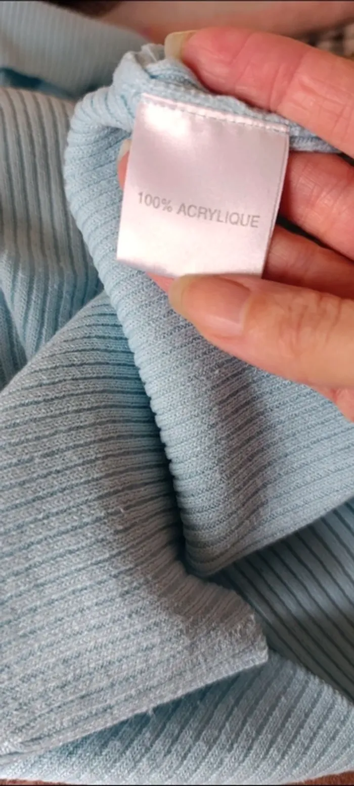 Pull col roulé bleu ciel zamba taille 4 - photo numéro 2
