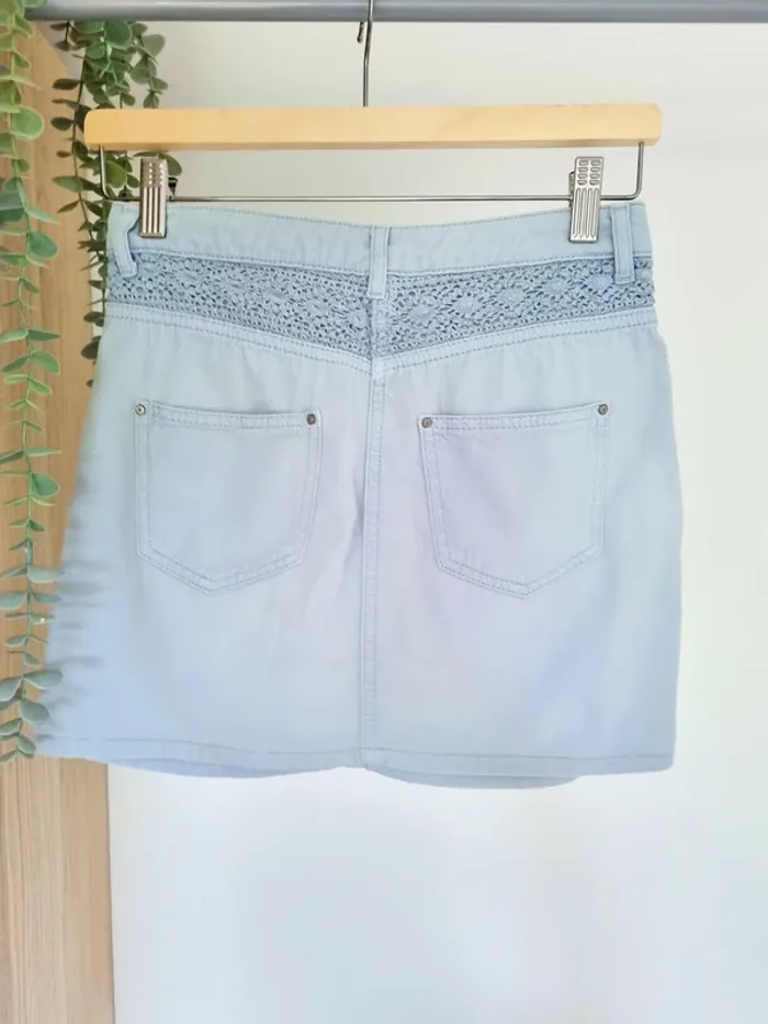 Jupe en jean bleu clair courte NafNaf - photo numéro 2