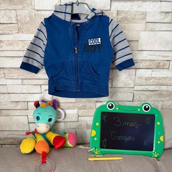 Veste à capuche zippée - T3mois - Kiabi 