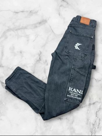 Jean Cargo Karl Kani Noir Vintage Logo Brodé Taille S