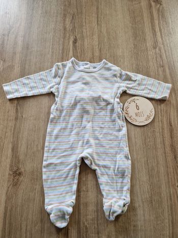 Pyjama Layette Rayé Tex - Taille 6 Mois