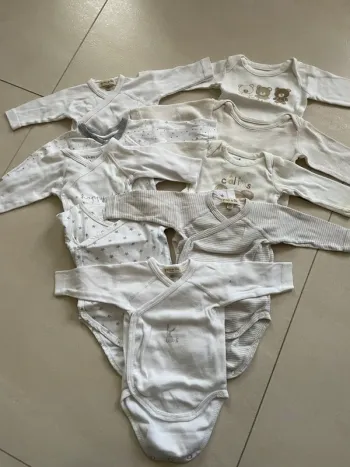 Bodys manches longues bébé mixte 1 mois