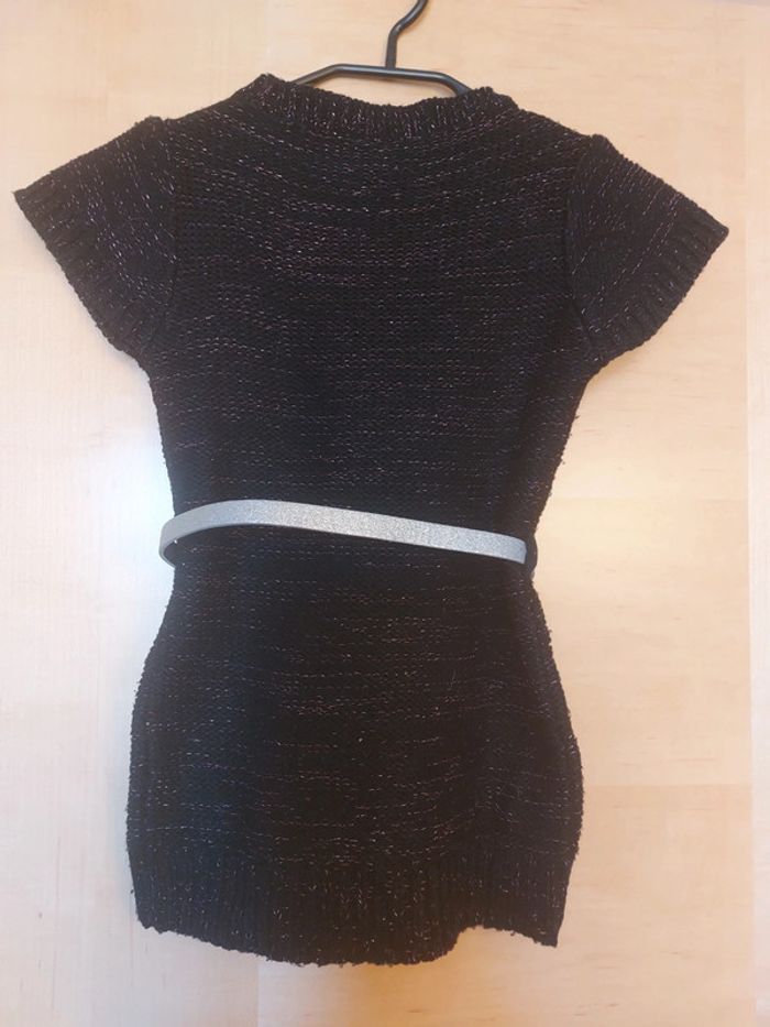 Robe pull pailletée noire avec ceinture - photo numéro 2