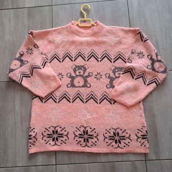Pull moche de Noël vintage nounours rose Taille Unique