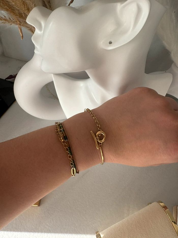 Bracelet jonc en acier inoxydable doré résiste à l’eau - photo numéro 4