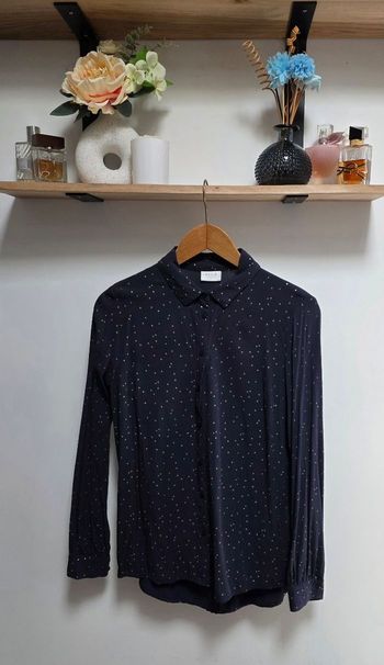 Vila Chemise Bleu Marine Pois Dorés Taille 38