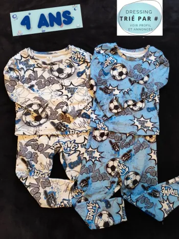 Lot de deux pyjama 4 ans football molletonné