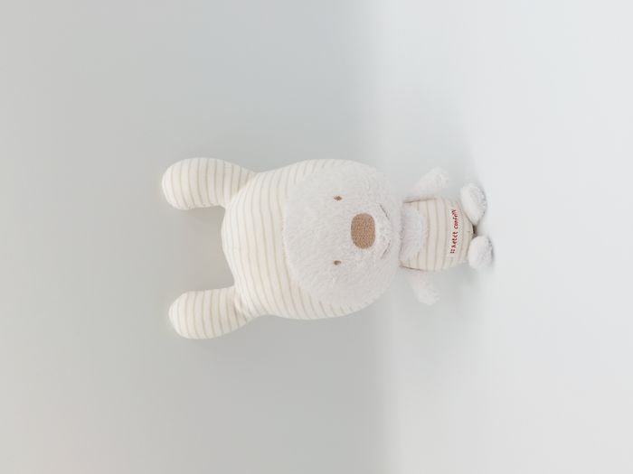 Petite Peluche doudou lapin blanc rayures beige PETIT CONFETTI 18 cm