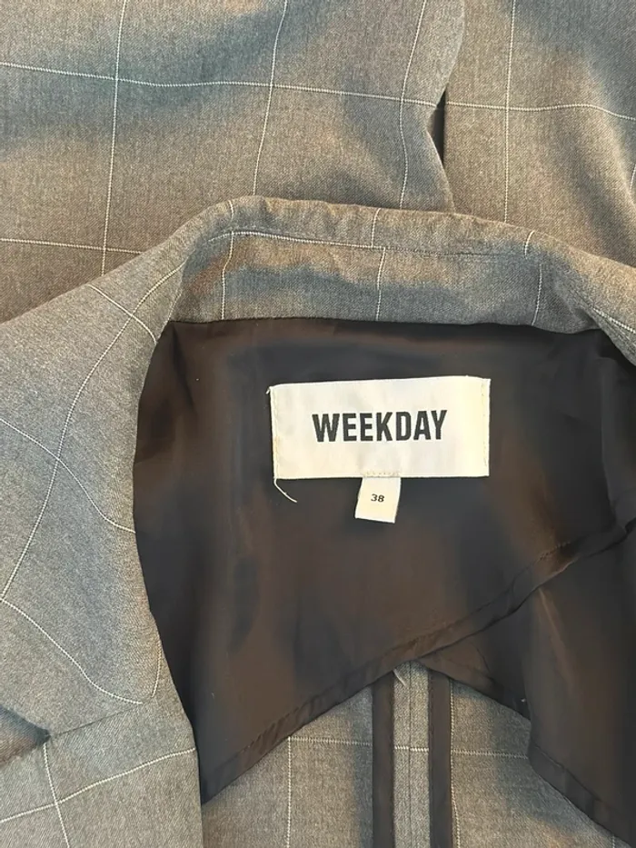 Veste blazer oversize gris à carreaux Weekday – Taille 38 - photo numéro 8