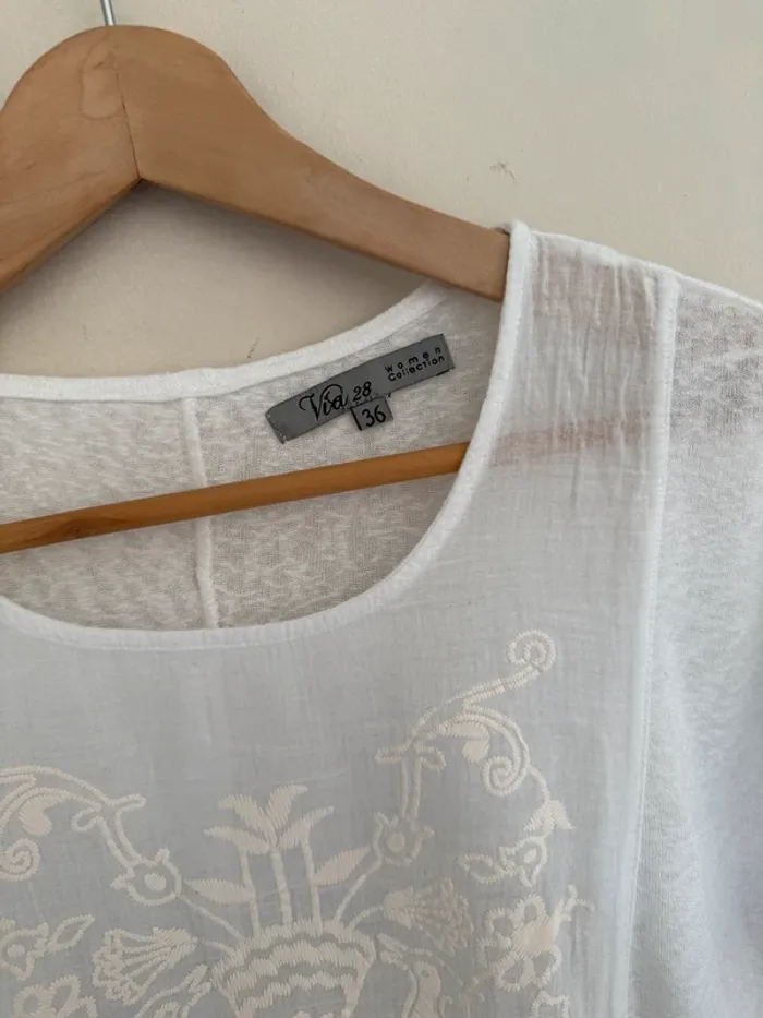 T-shirt blanc broderie - photo numéro 3