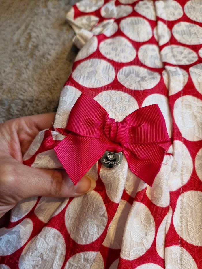 Très jolie robe Mayoral 6 mois rouge et blanche - photo numéro 2