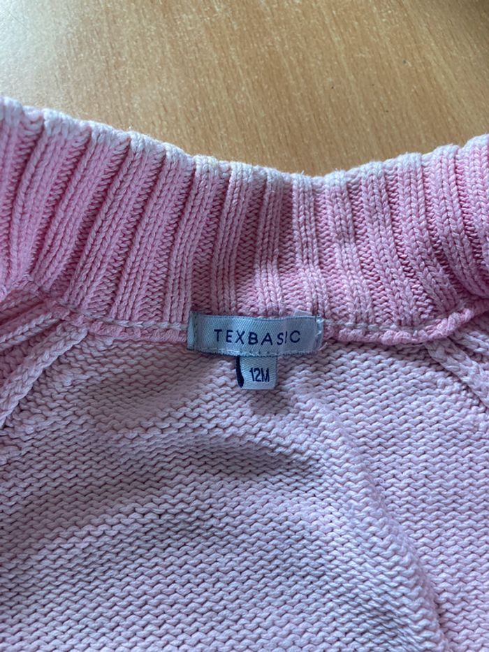 Gilet en laine rose tex basic taille 12 mois - photo numéro 3