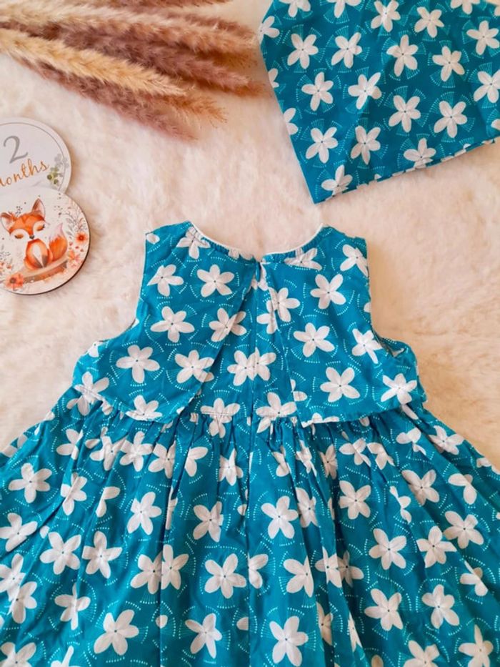 Ensemble Robe fleurie + culotte + bandana cheveux 12 mois Obaibi - photo numéro 3