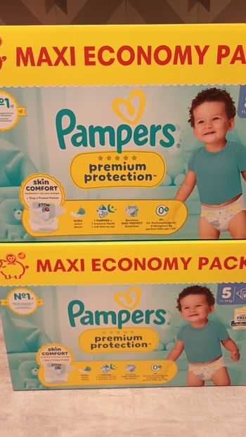 2 carton de couche pampers premiume protection taille 5