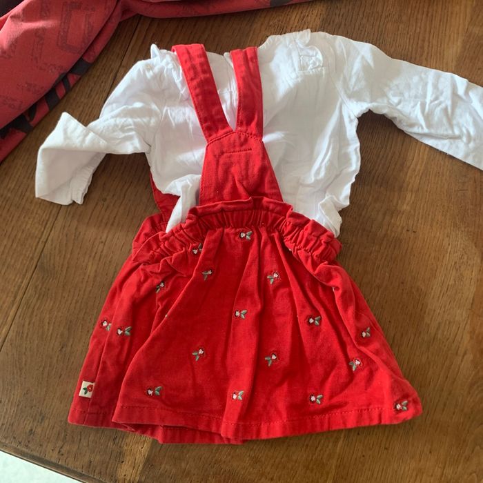 Robe bretelles rouge broderies coquelicots - photo numéro 2