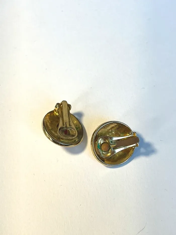 Boucles d’oreilles vintage fantaisie dorées années 80 à clip 👂 - photo numéro 4