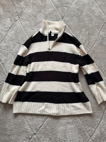 Strickpullover Reisverschluss gestreift