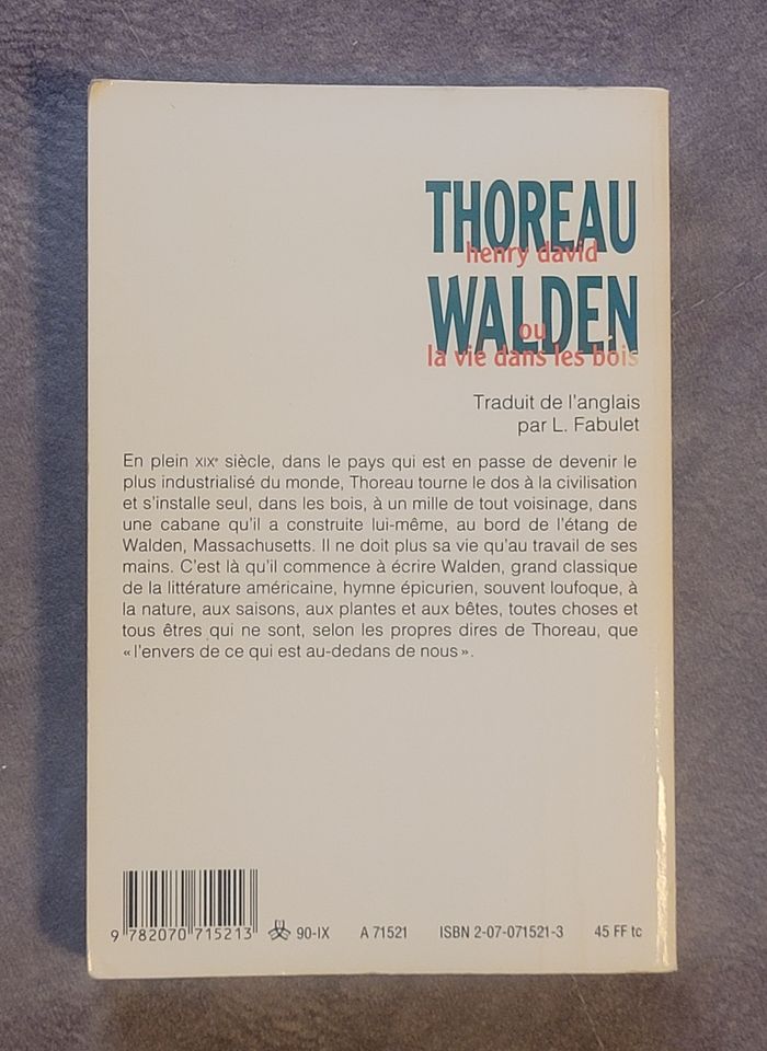 Walden ou La vie dans les bois Henry David Thoreau, Louis Fabulet (Traduction) - photo numéro 2