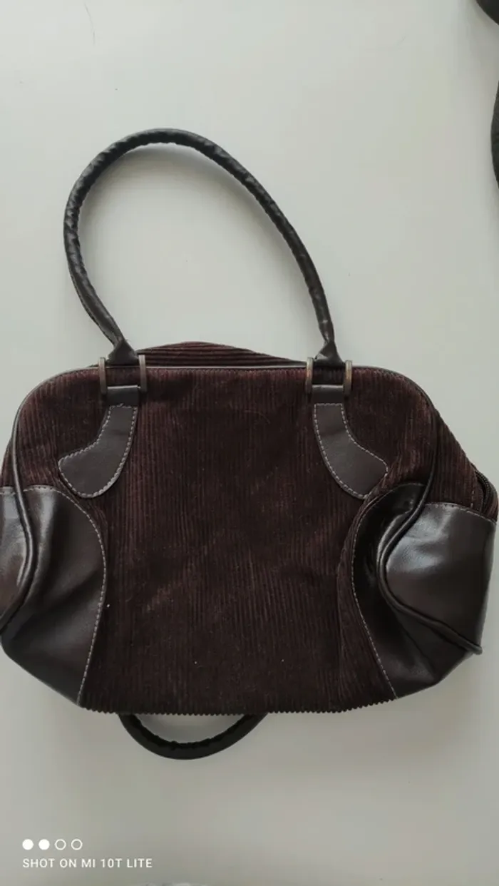 Petit sac velours marron vintage - photo numéro 4