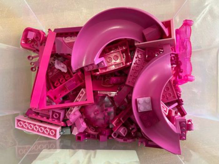 Lot de briques type legos en vrac rose 393 grammes - photo numéro 2