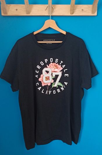 T-shirt Noir Aeropostale California motifs fleurs Grande Taille - XL