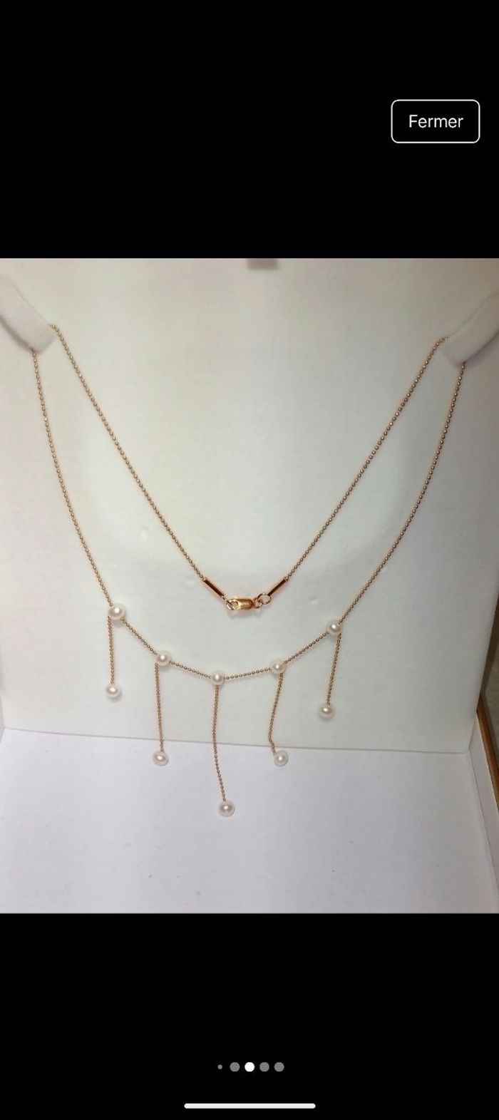 Parure collier/Boucles d'oreilles or et perles de culture - photo numéro 5