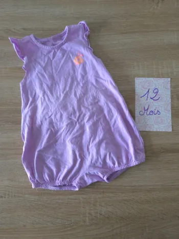 Barboteuse été violette 12 mois