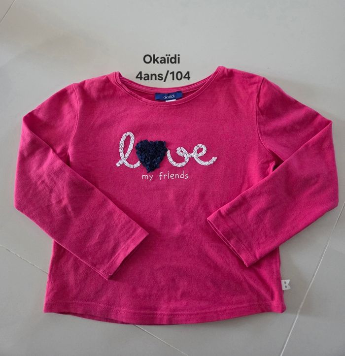 T-shirt manches longues okaidi 4ans fille