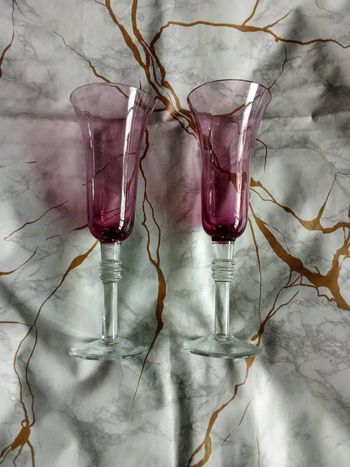 Lot de 2 flute a champagne prune