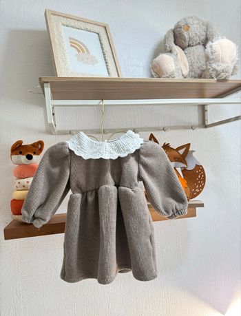 Robe velours côtelé col crochet bébé fille 6 mois 