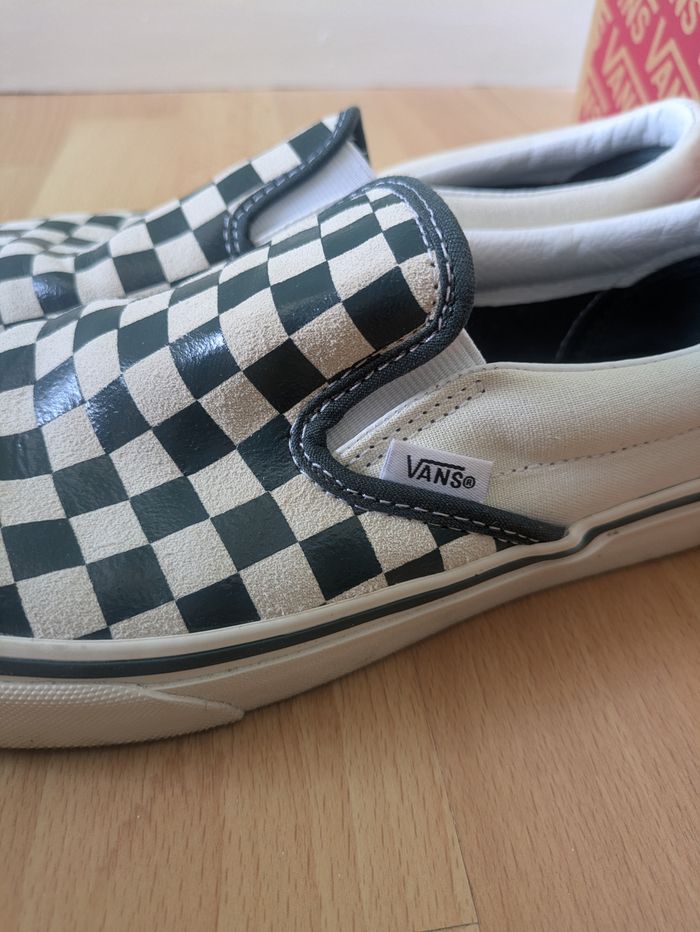 Vans classic slip-on damier vert et blanc - photo numéro 3