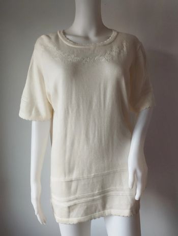 Pull écru manches courtes Damart taille 46/48