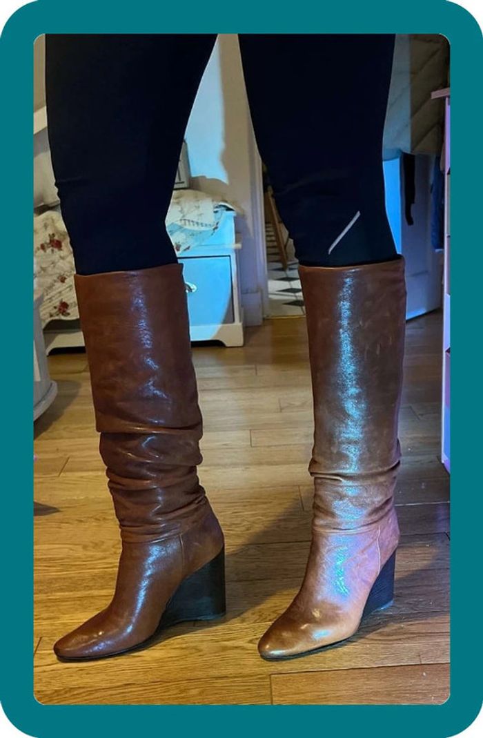 Bottes hautes plissées en cuir véritable taille 38 - BCBGmaxazria - photo numéro 11