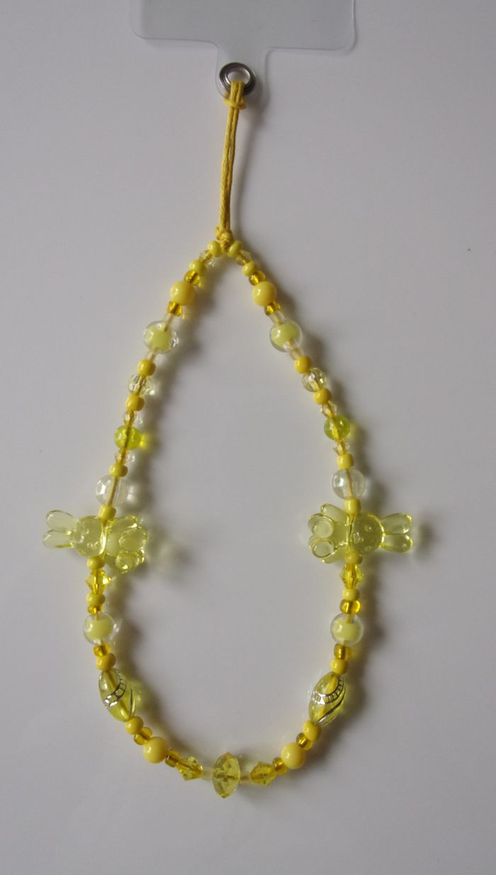 Cordon bracelet déco pour portable lapin jaune