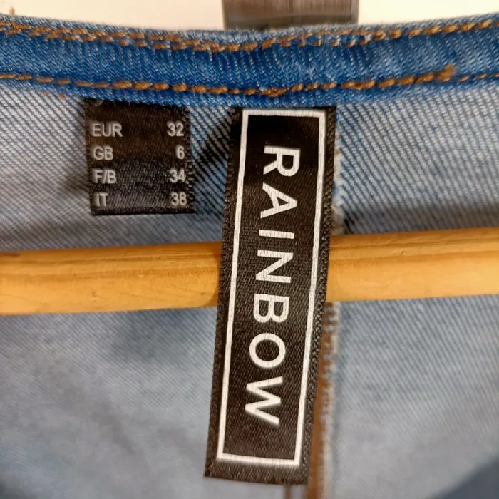 Robe courte en jean zippée devant col V manches courtes taille 34 FR XS - Rainbow A1409 - photo numéro 4
