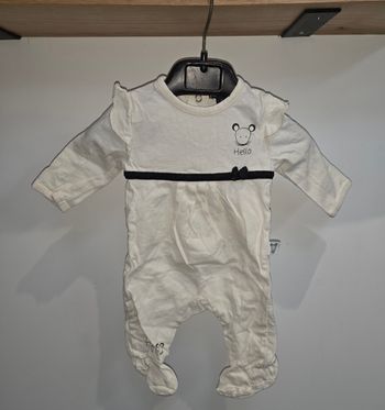 Pyjama coton une piece blanc/creme 1 mois