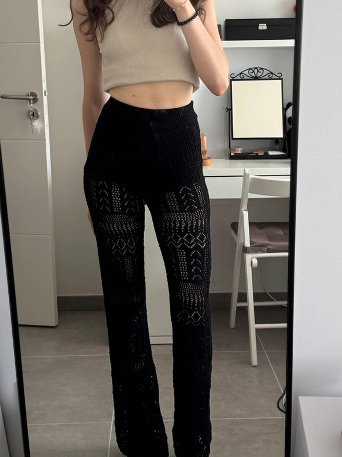Pantalon en crochet noir Pimkie