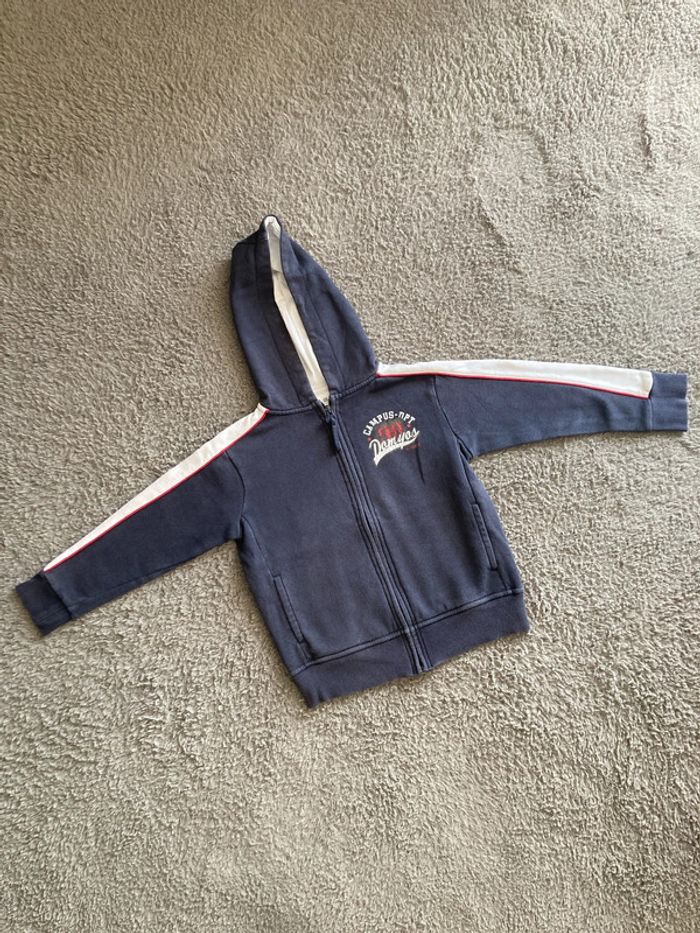 Sweat zippé à capuche bleu marine 6 ans