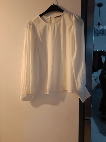 Blouse top  blanche manche longue Kiabi transparent Taille S  Très bon état