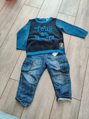 Ensemble jean Obaïbi+petit pull DPAM 18M
