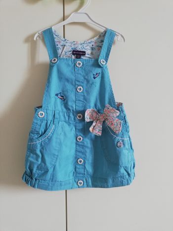 Robe salopette turquoise, 6 mois, Sergent Major, en très bon état