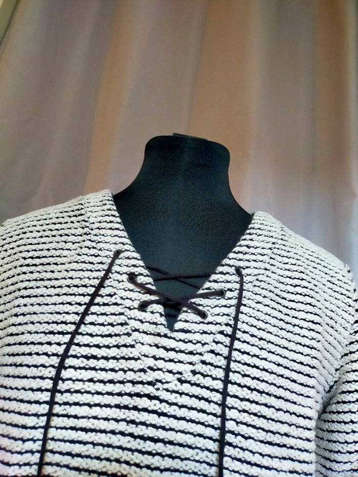 Haut rayé à lacets Naf Naf – Taille M – Femme - photo numéro 3